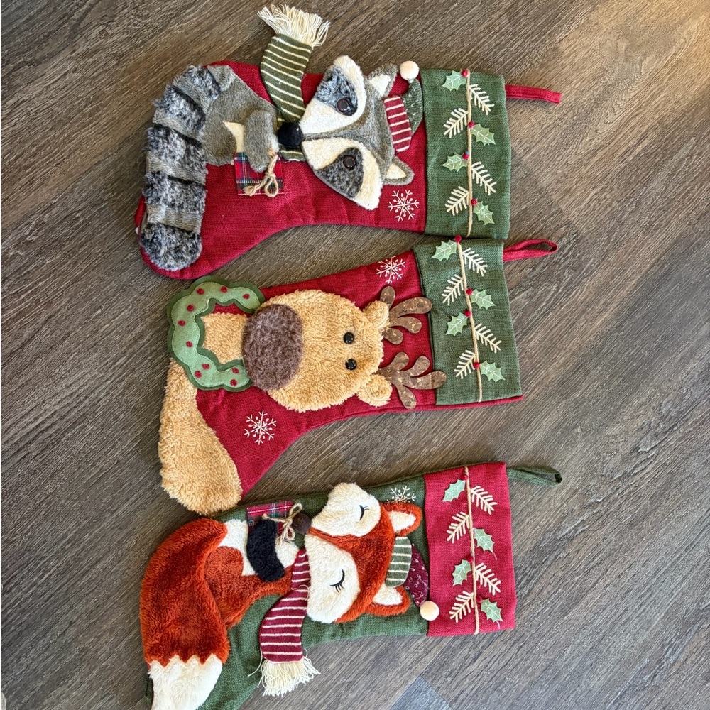 Festive Animal Christmas Stockings Set